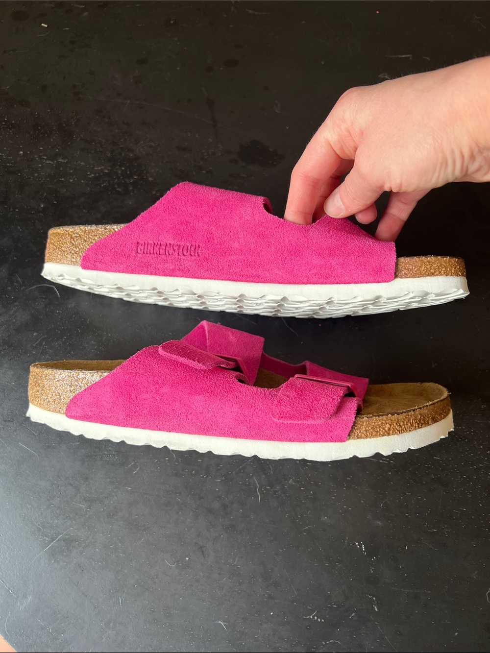 Birkenstock Arizona Sandals Magenta Fuchsia Size 40 Double Buckle Sandals - Picture 7 of 9